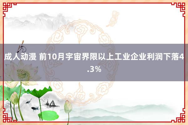 成人动漫 前10月宇宙界限以上工业企业利润下落4.3%